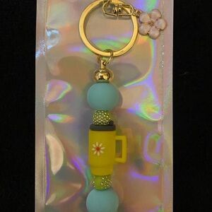 Floral Yellow and Blue Keychain